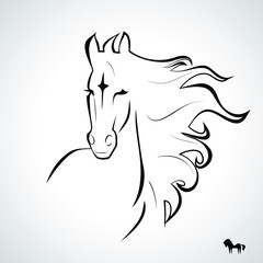 Vector Horse Head Logo, sign symbol icon, black and white illustration, isolated on white.