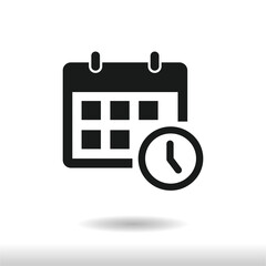Calendar icon vector . Calendar with clock