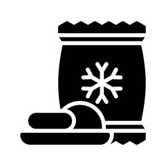 supper market or online shopping related frozen food sack with plate and food vector in solid design,