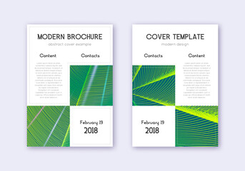 Business cover design template set. Green abstract