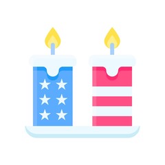 4th of july related united state flag style candles with stars and strips vectors in flat style,