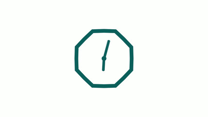 New cyan dark counting down clock icon on white background,12 hours clock icon