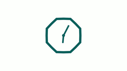 New cyan dark counting down clock icon on white background,12 hours clock icon