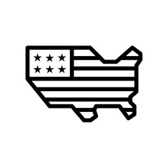 4th of july related united state flag in map style with stars vectors in lineal style,