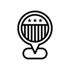 4th of july related united state flag in location pin with small stars vectors in lineal style,