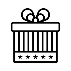4th of july related united state flag style gift box with strips and stars vectors in lineal style,