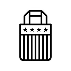 4th of july related united state flag style shopping bag with strips and stars vectors in lineal style,