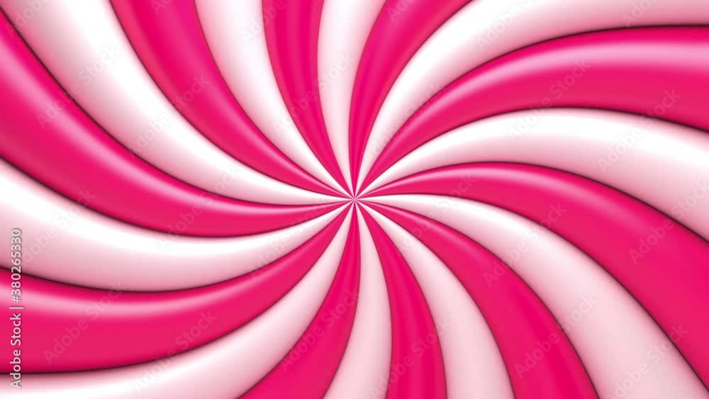 Wall mural Sweet candy pink and white twisted background. Seamless loop. 3d rendering