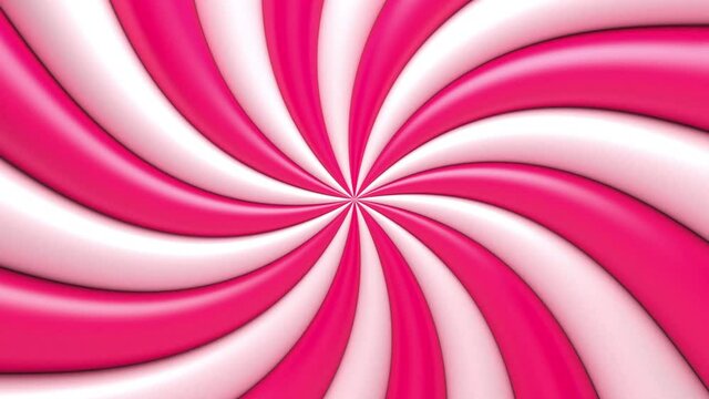 Sweet candy pink and white twisted background. Seamless loop. 3d rendering
