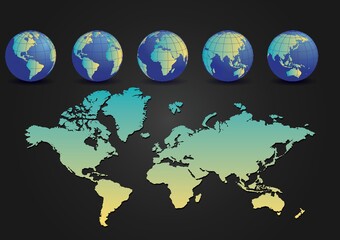 Fototapeta na wymiar world map with globe design