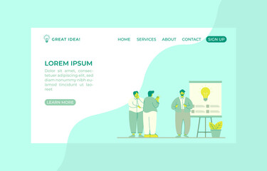 Landing Page Business Man Presenting an Idea to Team