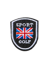 Embroidered badge for British golf club members, isolated on white background