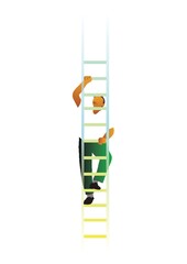 student climbing a ladder