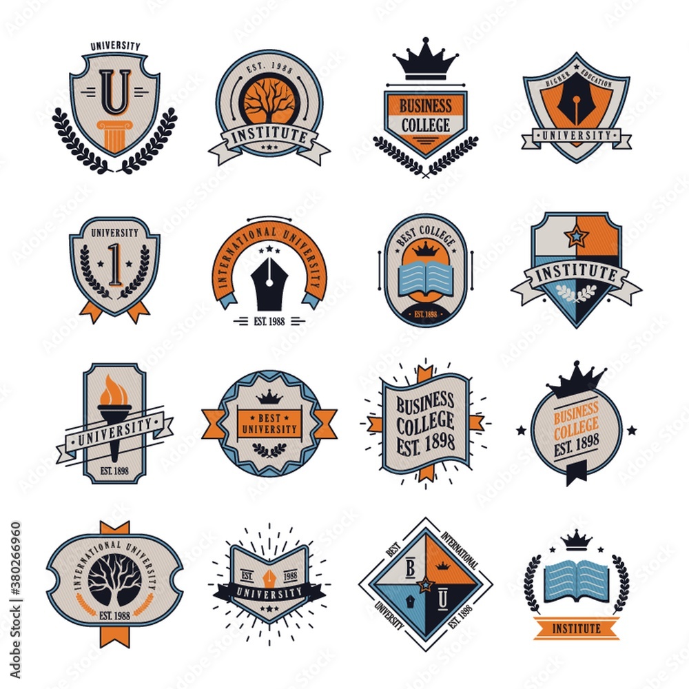 Poster set of university logo elements