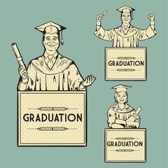 set of graduation icons