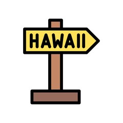 Hawaii icon related hawaii board with arrow indicator with stand vector with editable stroke,