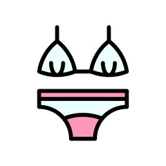 Hawaii icon related bikini or bra and women underwear vector with editable stroke,