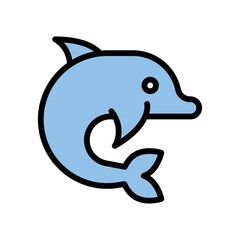 Hawaii icon related dolphin with eyes and wings and without water vector with editable stroke,