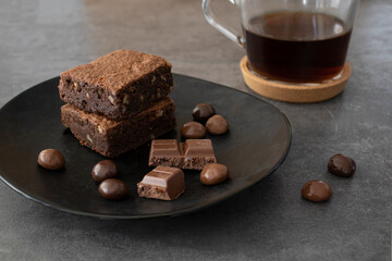 two brownies and chocolate