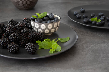 blueberries and mint