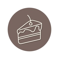 a slice of cake with cherry topping