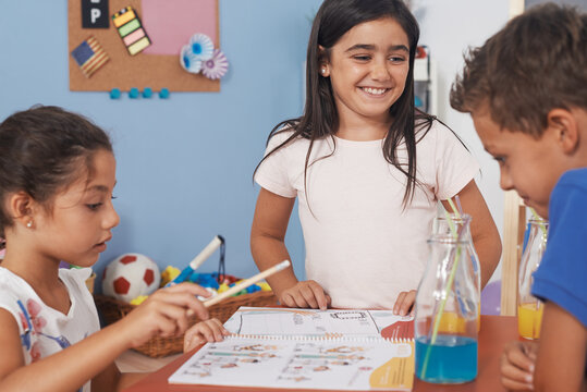 Children doing some homework at home