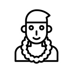 Hawaii icon related hawaii boy or man with hawaii flower necklace vector in lineal style,