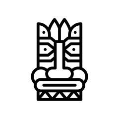 Hawaii icon related hawaii tiki or mouth with leaves and eyes vector in lineal style,