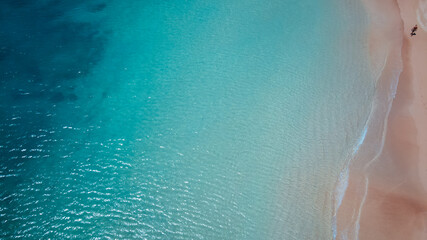 Aerial Waikiki beach during Covid-19， HONOLULU OAHU HAWAII 2020