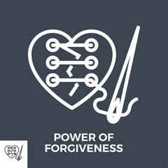 Power of Forgiveness Thin Line Vector Icon Isolated on the Black Background.