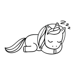 sleeping unicorn on the white background
