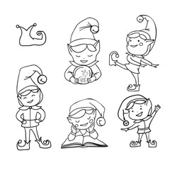 Fototapeta premium elf set on the white background
