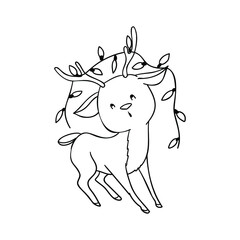 fawn with a garland on the horns