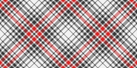 red on black and white background diagonal tartan traditional clan ornament repeatable pattern, textile texture from plaid, tablecloths, shirts, clothes, dresses, bedding, blankets