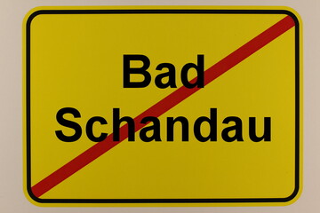 Grafische Darstellung des Ortsausgangsschildes der Stadt Bad Schandau