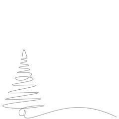 Christmas tree one line drawing. Vector illustration
