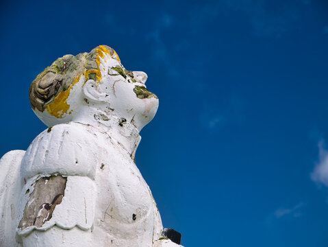 The White Wife of Otterswick - the figurehead of the German ship Bohus which sank in 1924 in a storm off the Otterswick coast on the island of Yell in the Shetland archipelago in the north of the UK