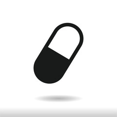 Capsule icon vector . Pill sign