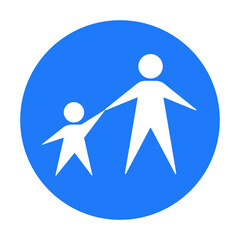 Adult and child vector icon. Baby and parent figure symbol. Human or person sign. Family toilet, restroom or wc label. Man and toddler character logo. Isolated on white background.