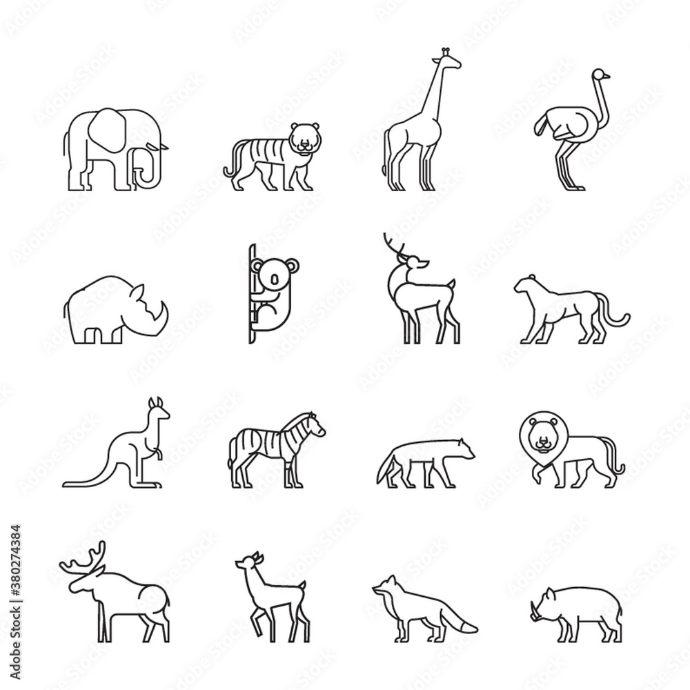 Poster set of animal icons