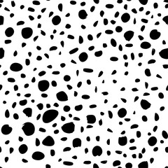Seamless cheetah skin pattern. Endless hand drawn cheetah leopard texture for print, fabric, textile, wallpaper. Trendy jungle animal design. Artistic black and white cat fur illustration