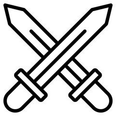 
Cross swords safety symbol icon, flat design of challenge  
