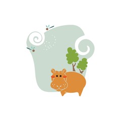 Hippo in nature icon