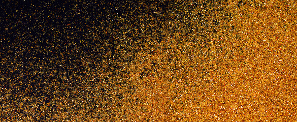 Luxury shiny glitter texture background gold and black. Golden glow surface gradient backdrop....