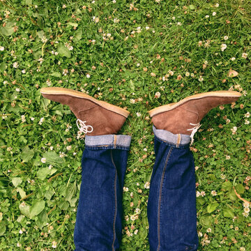 lounging in the grass.