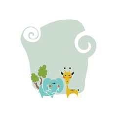 Elephant and giraffe with copyspace icon