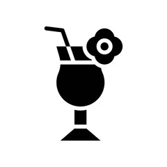Hawaii icon related hawaii drink with flower and pipe vector in solid design,