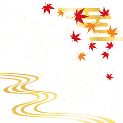 紅葉と流水の和風背景