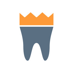Tooth with crown colored icon. Dental crown, treatment, prevention symbol