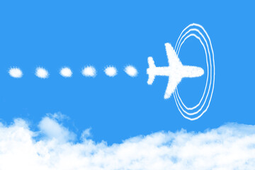 plane and target cloud shape on blue sky